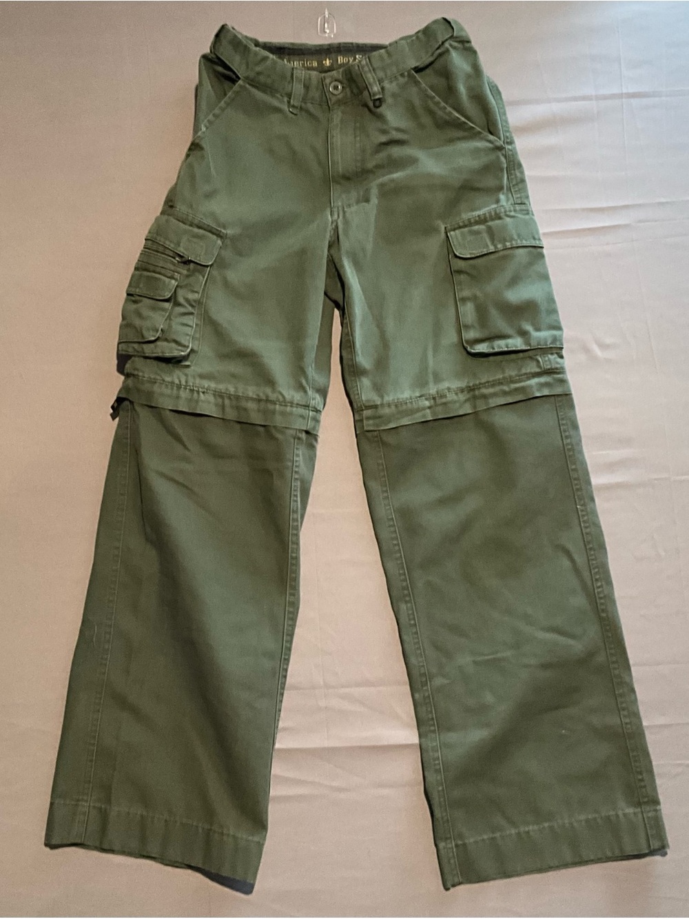 Boy Scouts Of America Youth Convertible Cargo Olive Green Pants Sz Youth 10